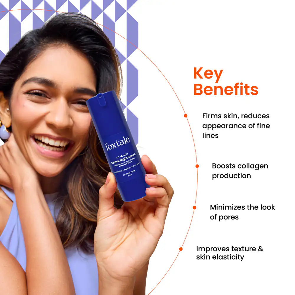 Foxtale Vit-A-Lity 0.15% Encapsulated Retinol Night Serum For Fighting The Signs Of Ageing - 30 ml