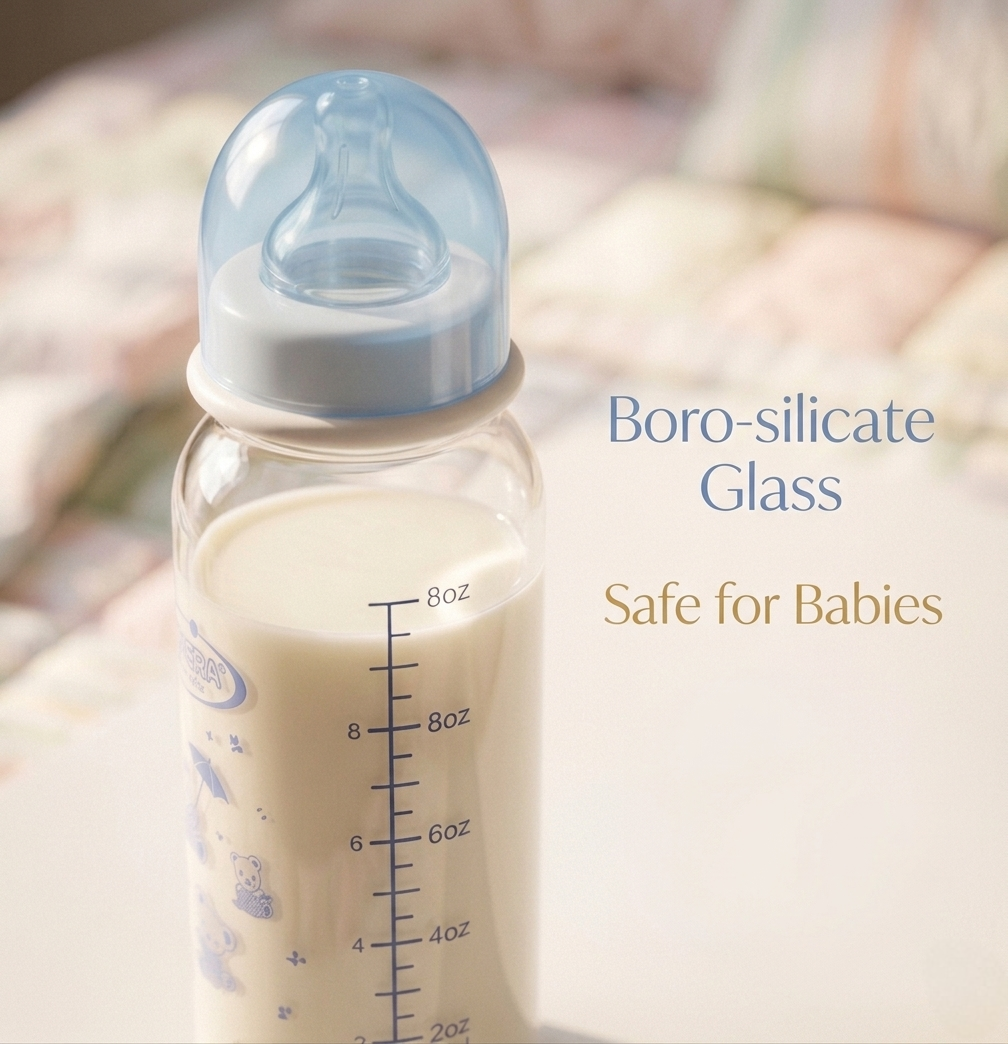 Camera Baby Borosilicate Glass Feeding Bottle (BPA FREE) - 240ml