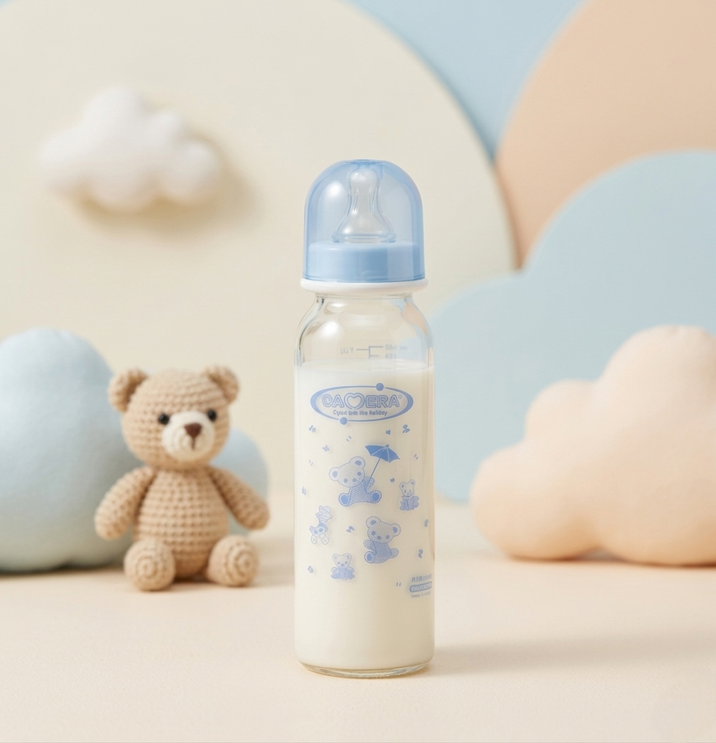 Camera Baby Borosilicate Glass Feeding Bottle (BPA FREE) - 240ml