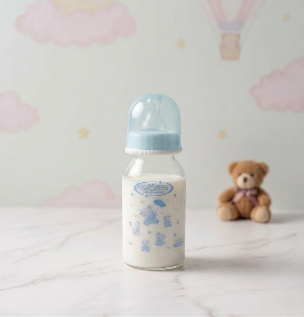 CAMERA BOROSILICATE GLASS FEEDING BOTTLE 120ML -BPA FREE