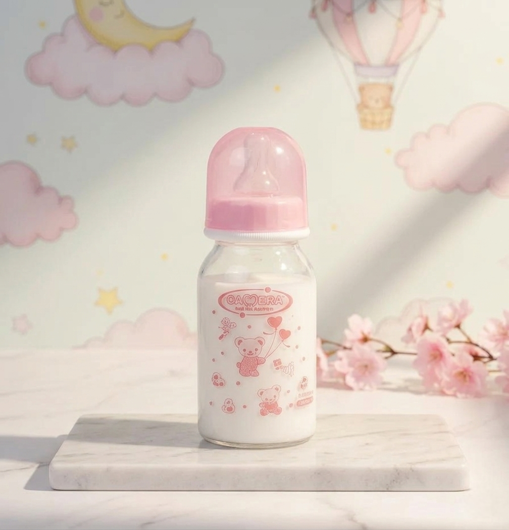 CAMERA BOROSILICATE GLASS FEEDING BOTTLE 120ML -BPA FREE