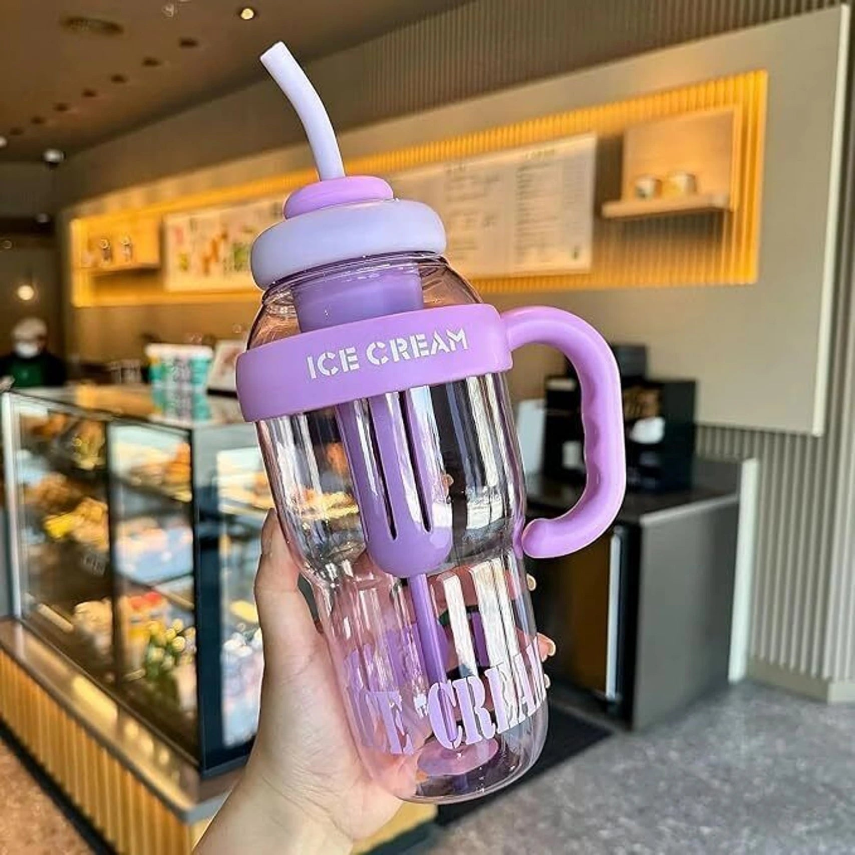 FrostSip Ice Cream Tumbler Sipper – 1000ML (MULTICOLOR)