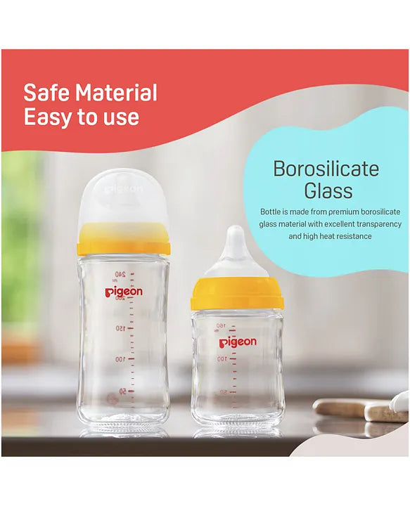 Pigeon SoftLatch Glass Nursing Bottle With Nipple - 240 ml