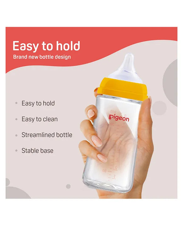 Pigeon SoftLatch Glass Nursing Bottle With Nipple - 240 ml