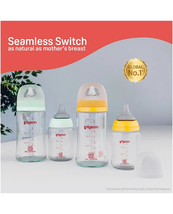Pigeon SoftLatch Glass Nursing Bottle With Nipple - 240 ml