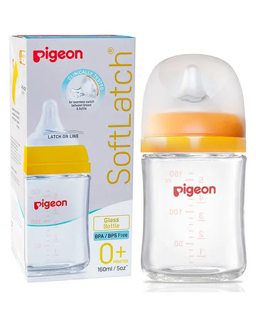 Pigeon SoftLatch Glass Nursing Bottle With Nipple - 160 ml