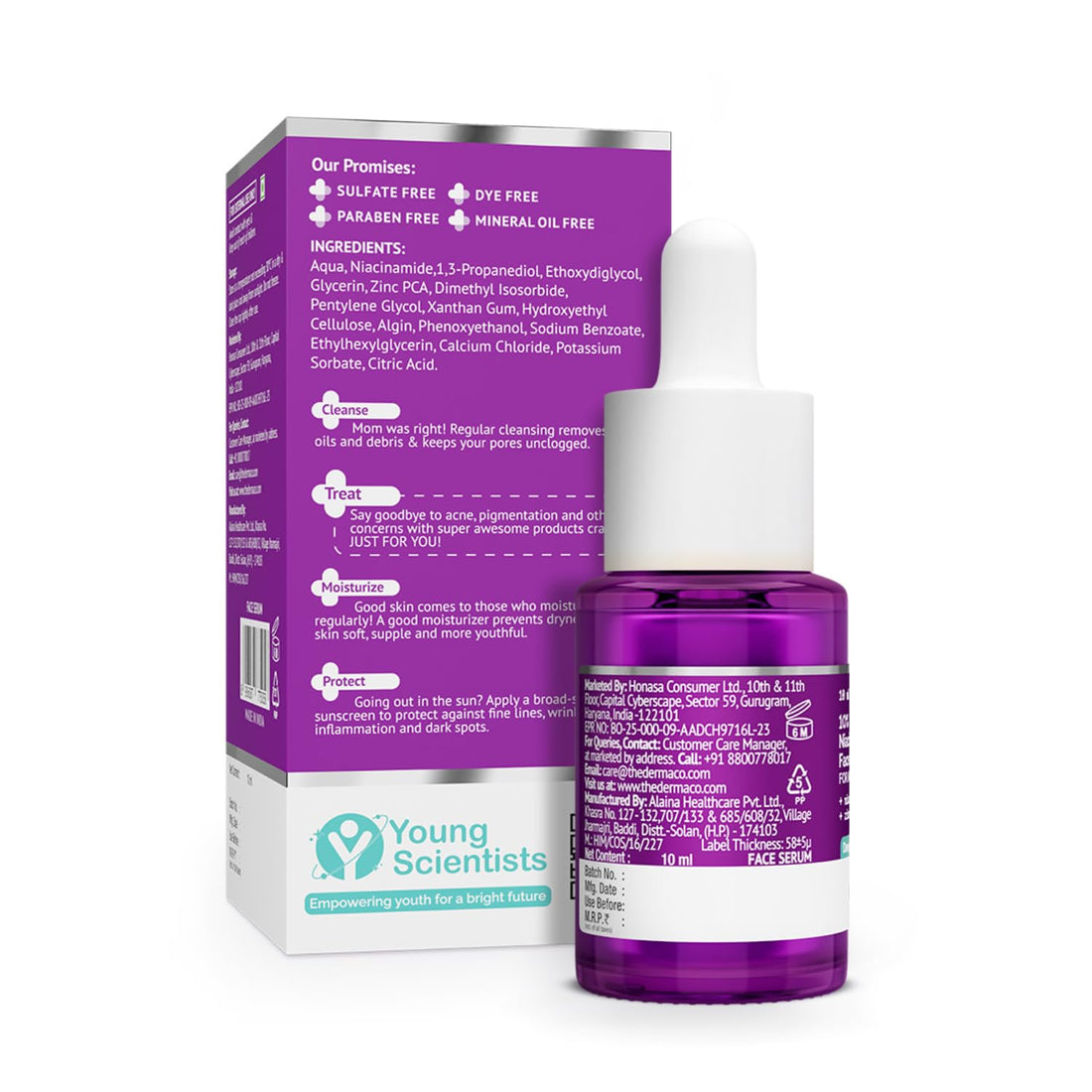 The Derma Co 10% Niacinamide Serum with 2% Zinc, Powered by Deep Penetration Formula™ | Fades Acne Marks, Controls Oil & Reduces Dark Spots | 10 ml