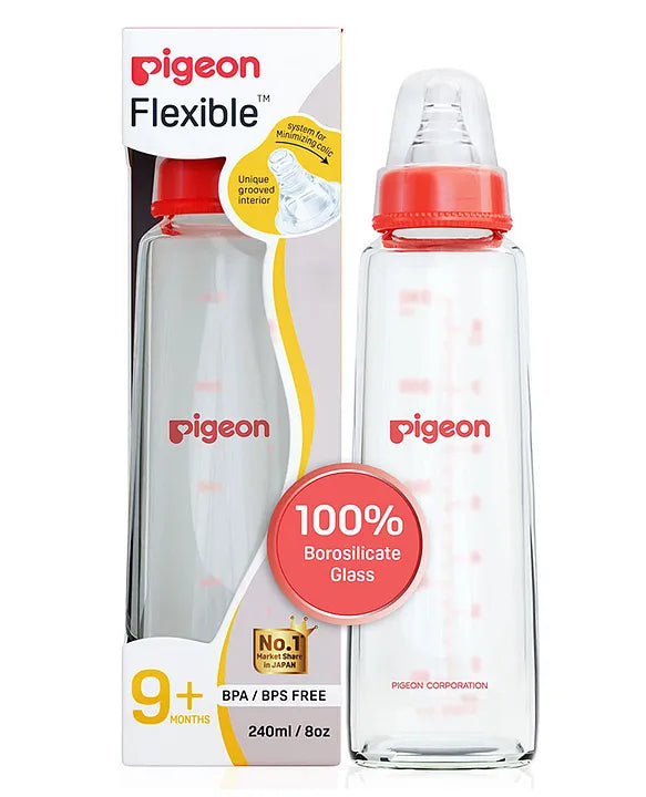 Pigeon Anti Colic Glass Feeding Bottle Pink - 240 ml