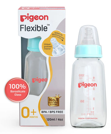 Pigeon Glass Feeding Bottle with Nipples Red - 120 ml