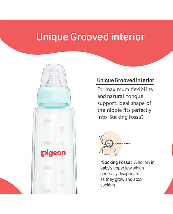 Pigeon Glass Feeding Bottle with Nipples Red - 120 ml