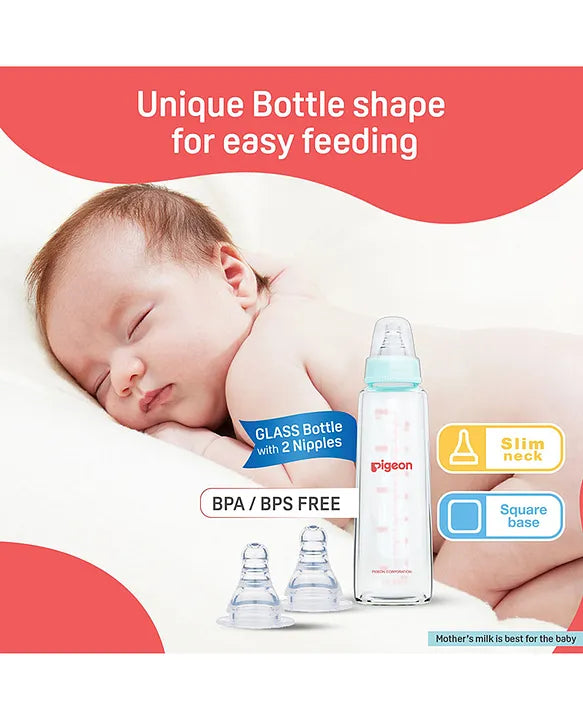 Pigeon Anti Colic Glass Feeding Bottle Pink - 240 ml