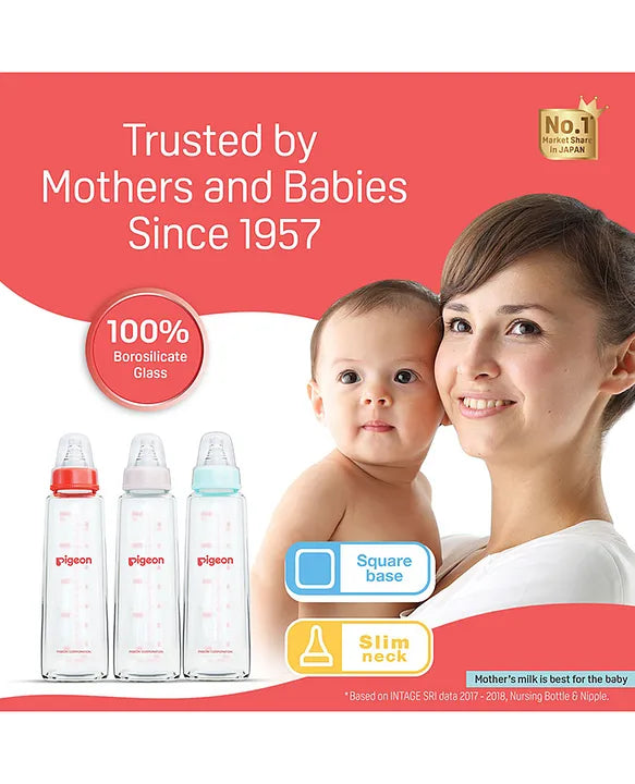 Pigeon Anti Colic Glass Feeding Bottle Pink - 240 ml