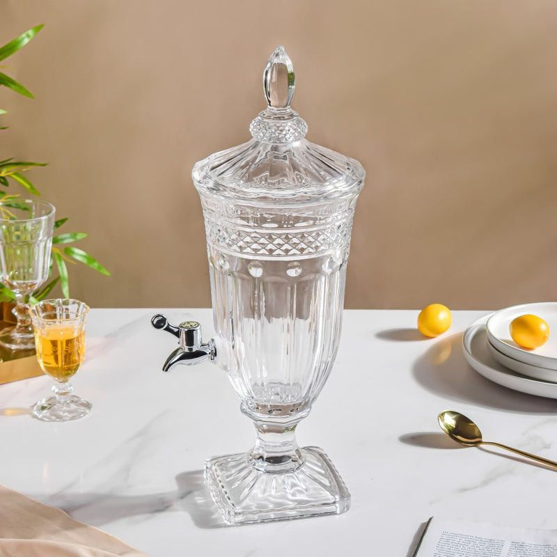 Art Deco Crystal Glass Water Dispenser – 1.8L Elegant Beverage Jar (ADX5301-6)