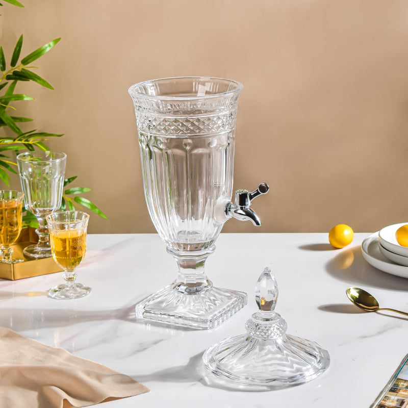 Art Deco Crystal Glass Water Dispenser – 1.8L Elegant Beverage Jar (ADX5301-6)