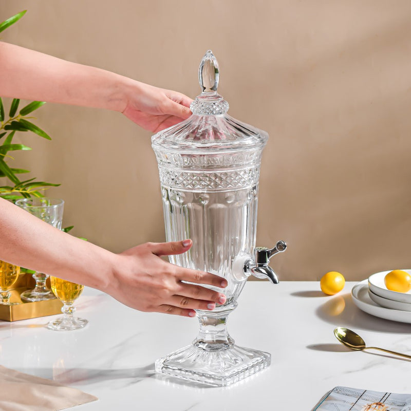 Art Deco Crystal Glass Water Dispenser – 1.8L Elegant Beverage Jar (ADX5301-6)