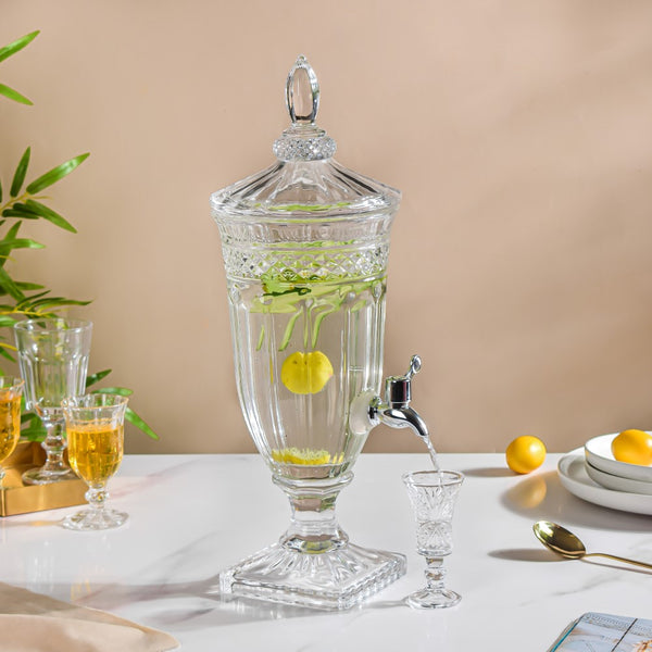 Art Deco Crystal Glass Water Dispenser – 1.8L Elegant Beverage Jar (ADX5301-6)