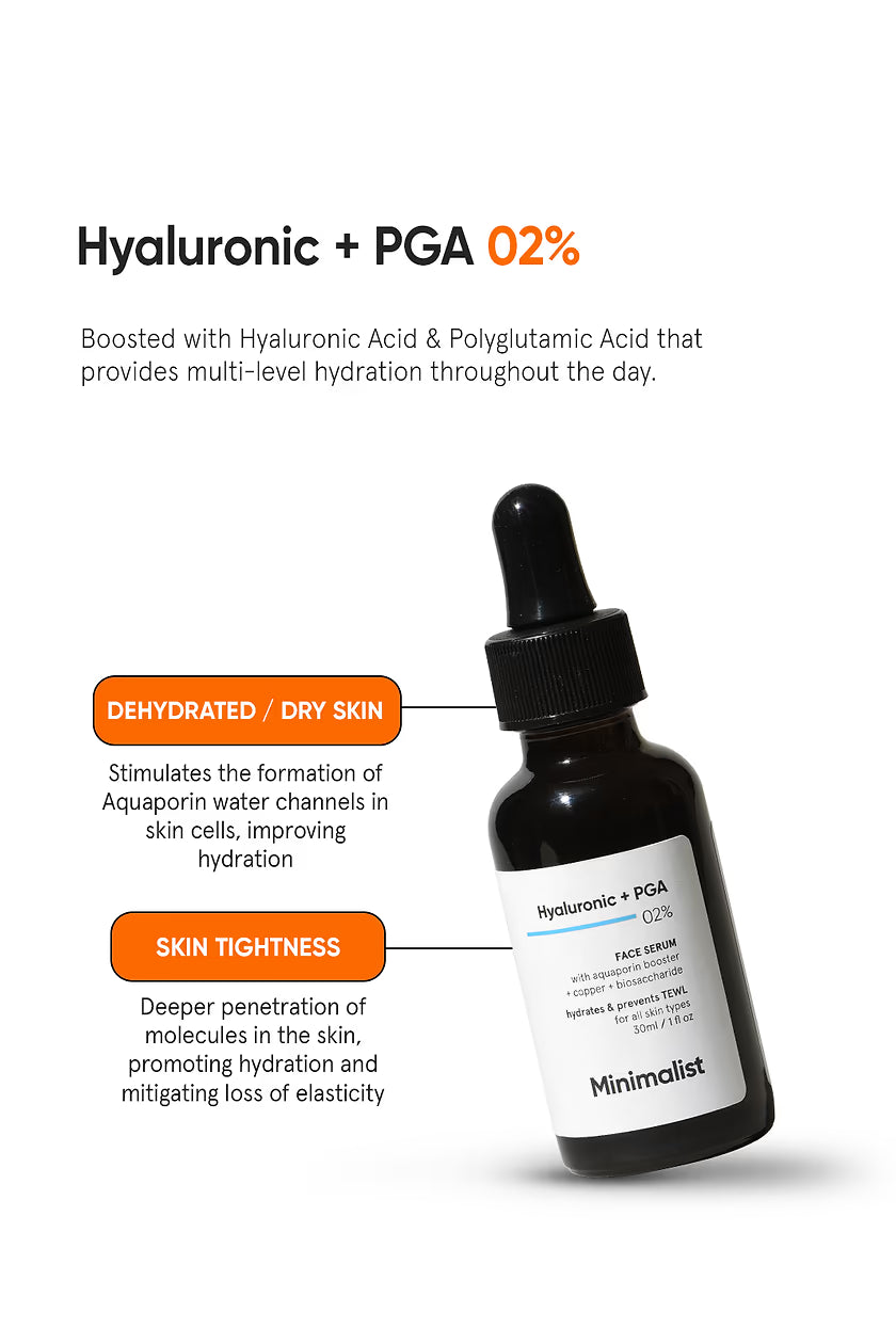 Minimalist Hyaluronic + PGA 2% Face Serum | Deep Hydration & Plumping Serum | 30ml