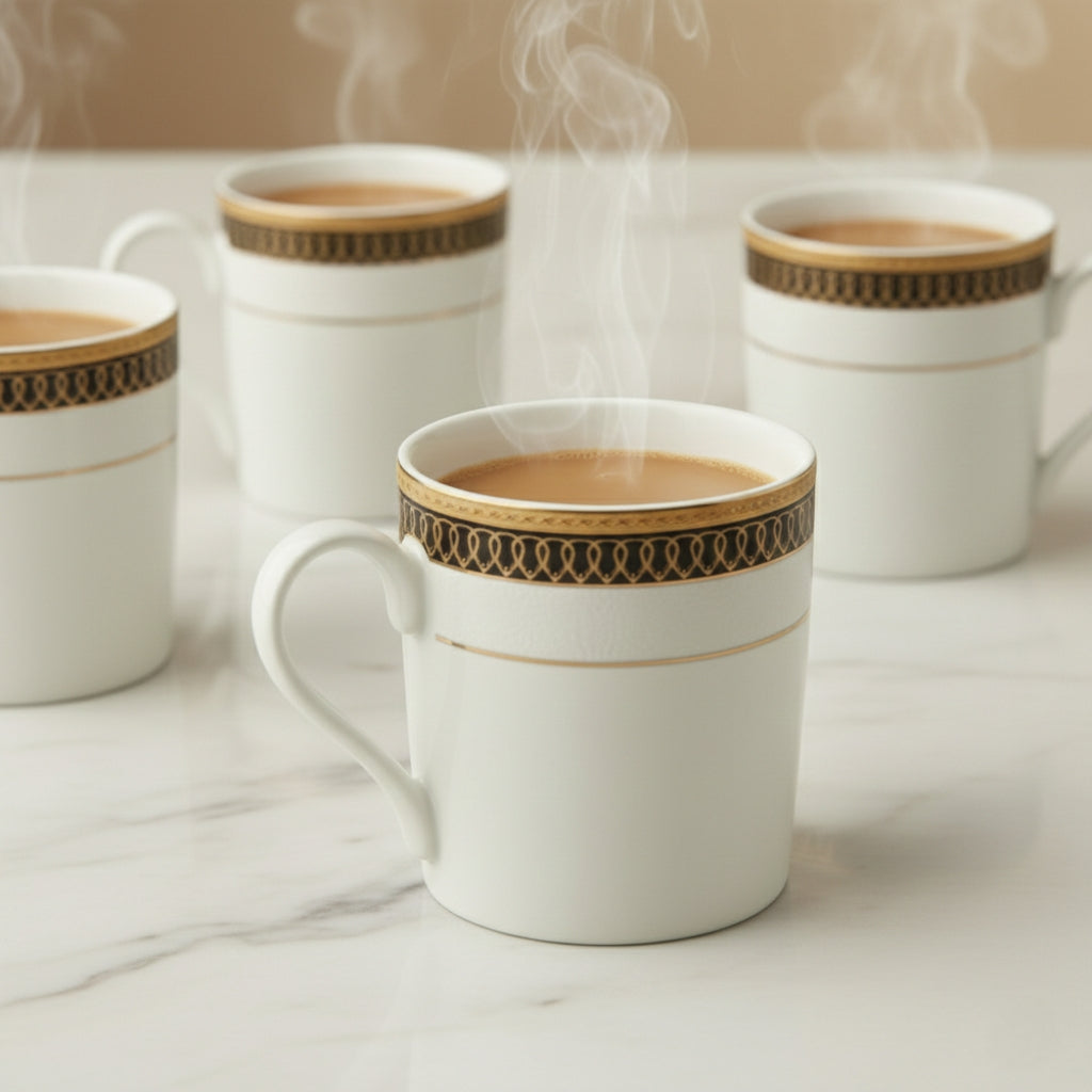 Modern Porcelain Coffee Mug Set of 6 – Premium Designer Tea Cup (ADX8519-2)