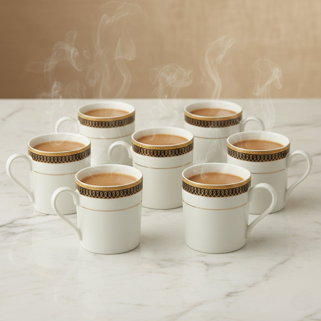 Modern Porcelain Coffee Mug Set of 6 – Premium Designer Tea Cup (ADX8519-2)