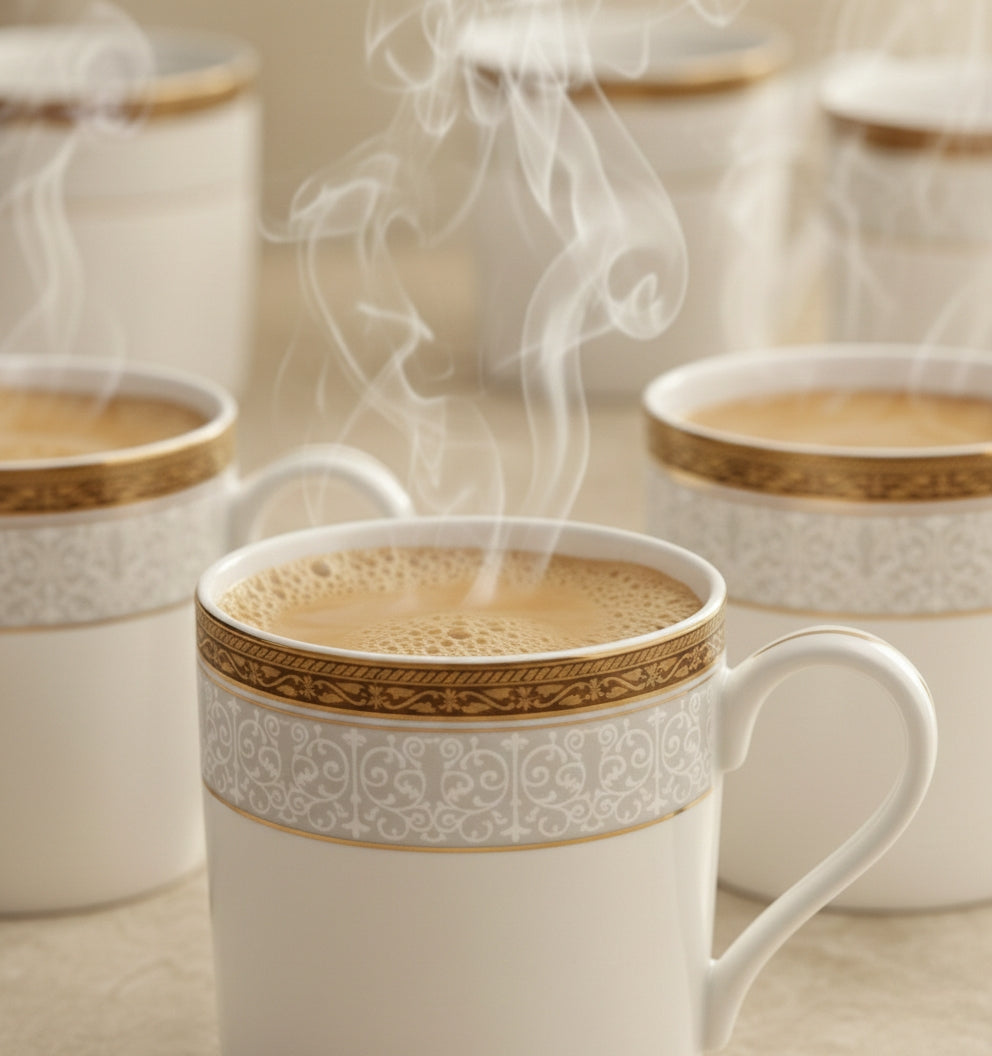Classic White Porcelain Cup Set of 6 – Premium Tea & Coffee Cups (ADX8519-4)