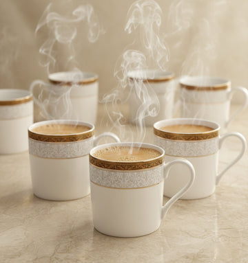 Classic White Porcelain Cup Set of 6 – Premium Tea & Coffee Cups (ADX8519-4)
