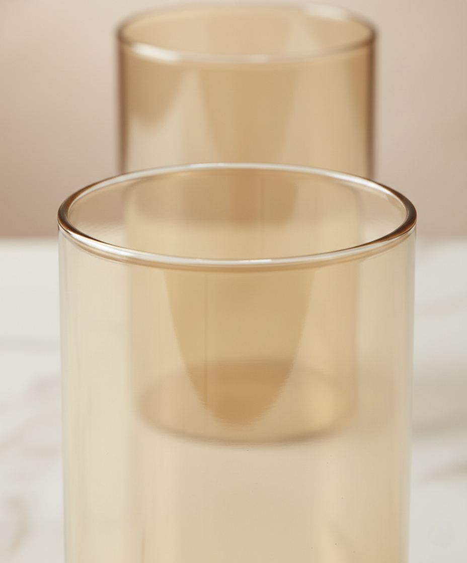 Amber Glow Borosilicate Glass Tumbler 270ml – Heat-Resistant Premium Drinkware (6PCS)(ADX300-131HA)