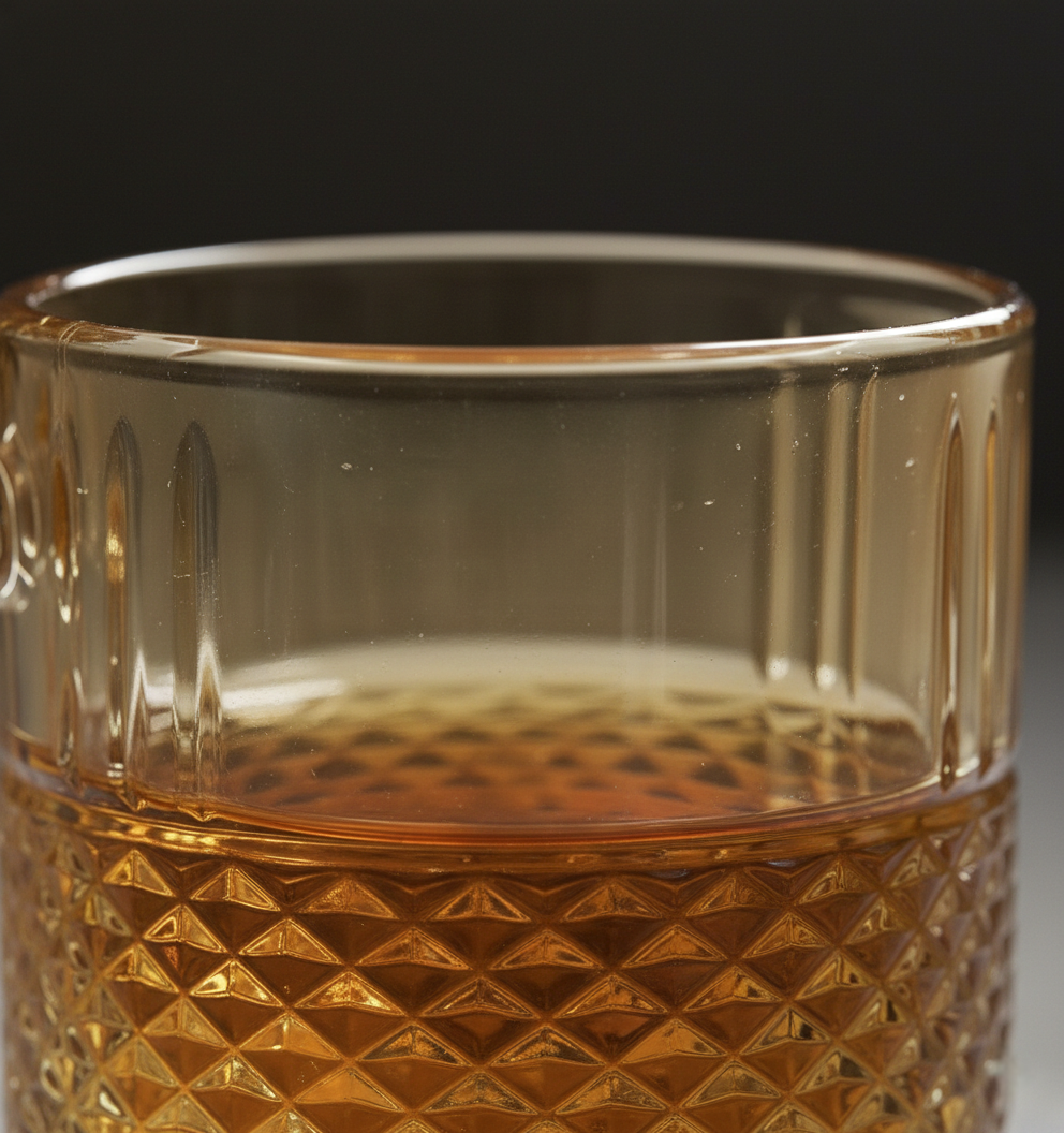 Amber Crest – Luxury Textured Amber Glass Tea Cups Set (6 Pcs)(180ML) (ZB383-2HA)
