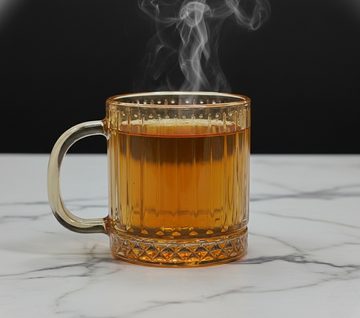 Amber Royale – Luxury Textured Glass Tea Mugs Set (6 Pcs)(180ML)(ZB383-3HA)