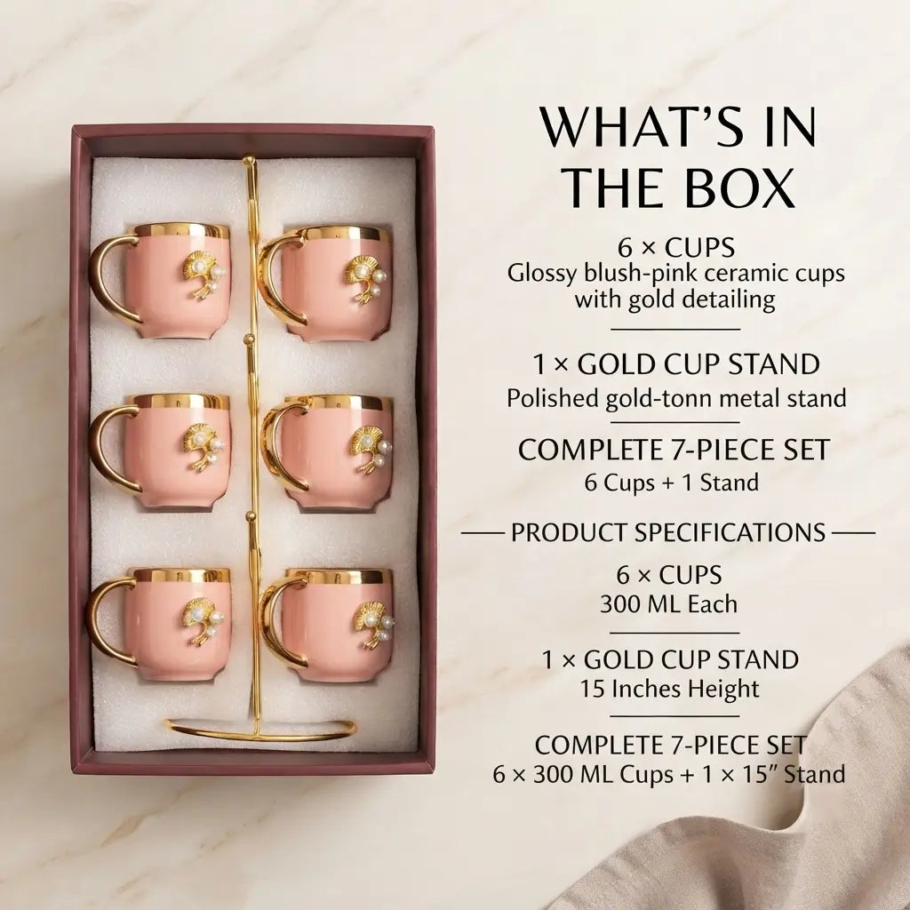 Pearl Bloom – 6 Cup Stand Set