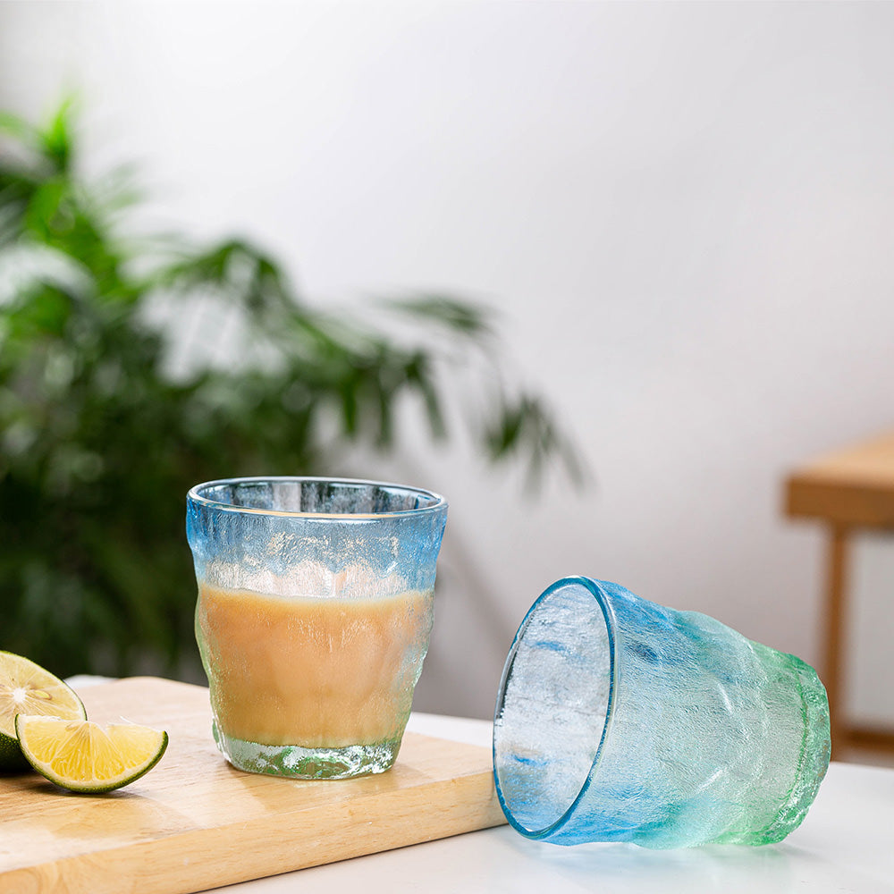 extured Gradient Glass Tumbler 260ml – Premium Designer Drinking Glass (6PCS) (KB047-1)