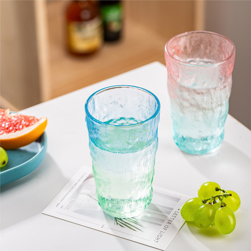 Textured Gradient Glass Tumbler 305ml – Premium Designer Drinking Glass (6PCS) (KB04-2B)