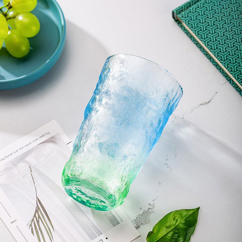 Textured Gradient Glass Tumbler 305ml – Premium Designer Drinking Glass (6PCS) (KB04-2B)