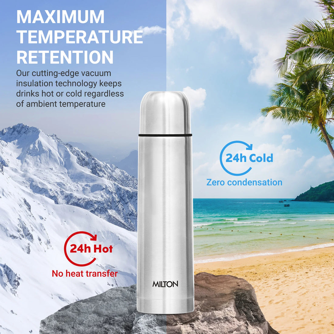 Milton Flip Lid Thermosteel Bottle – 24 Hours Hot & Cold | Vacuum Insulated Stainless Steel