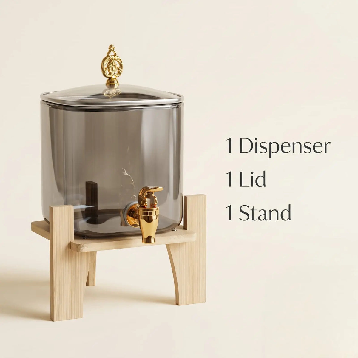 2.6L Smoke Tinted Glass Beverage Dispenser with Tap & Stand