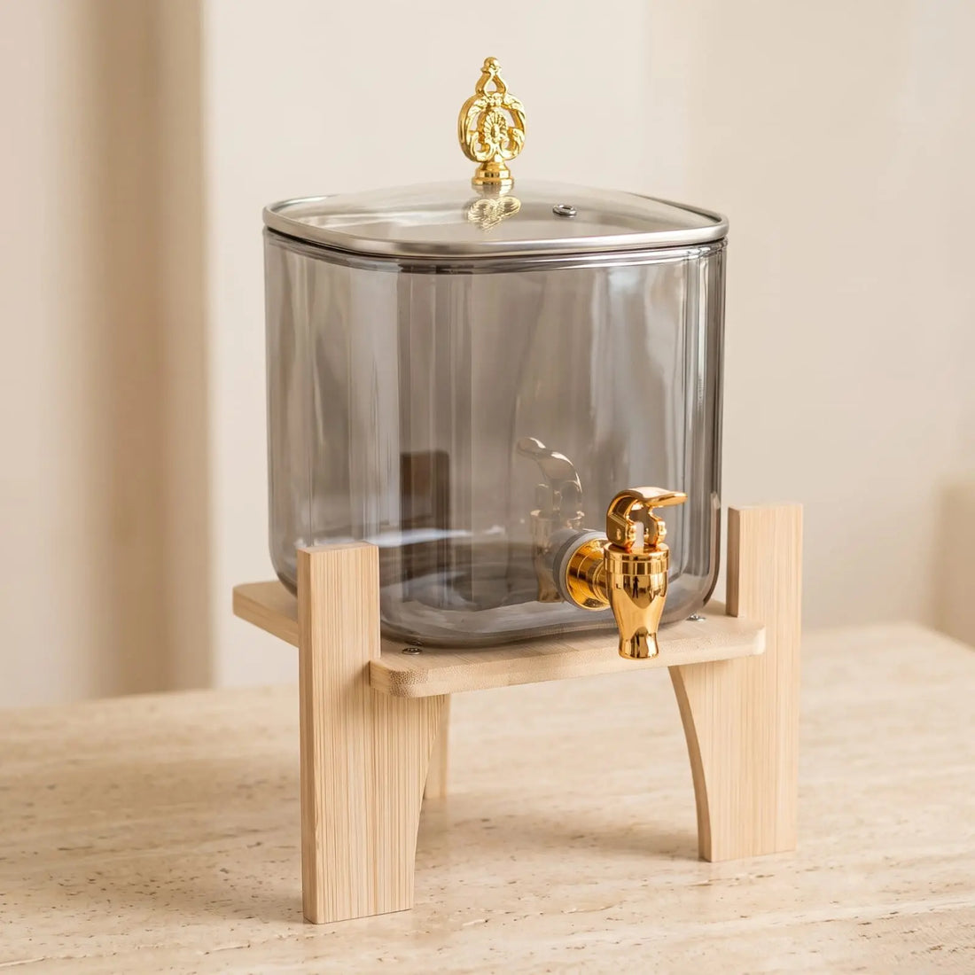 2.6L Smoke Tinted Glass Beverage Dispenser with Tap & Stand