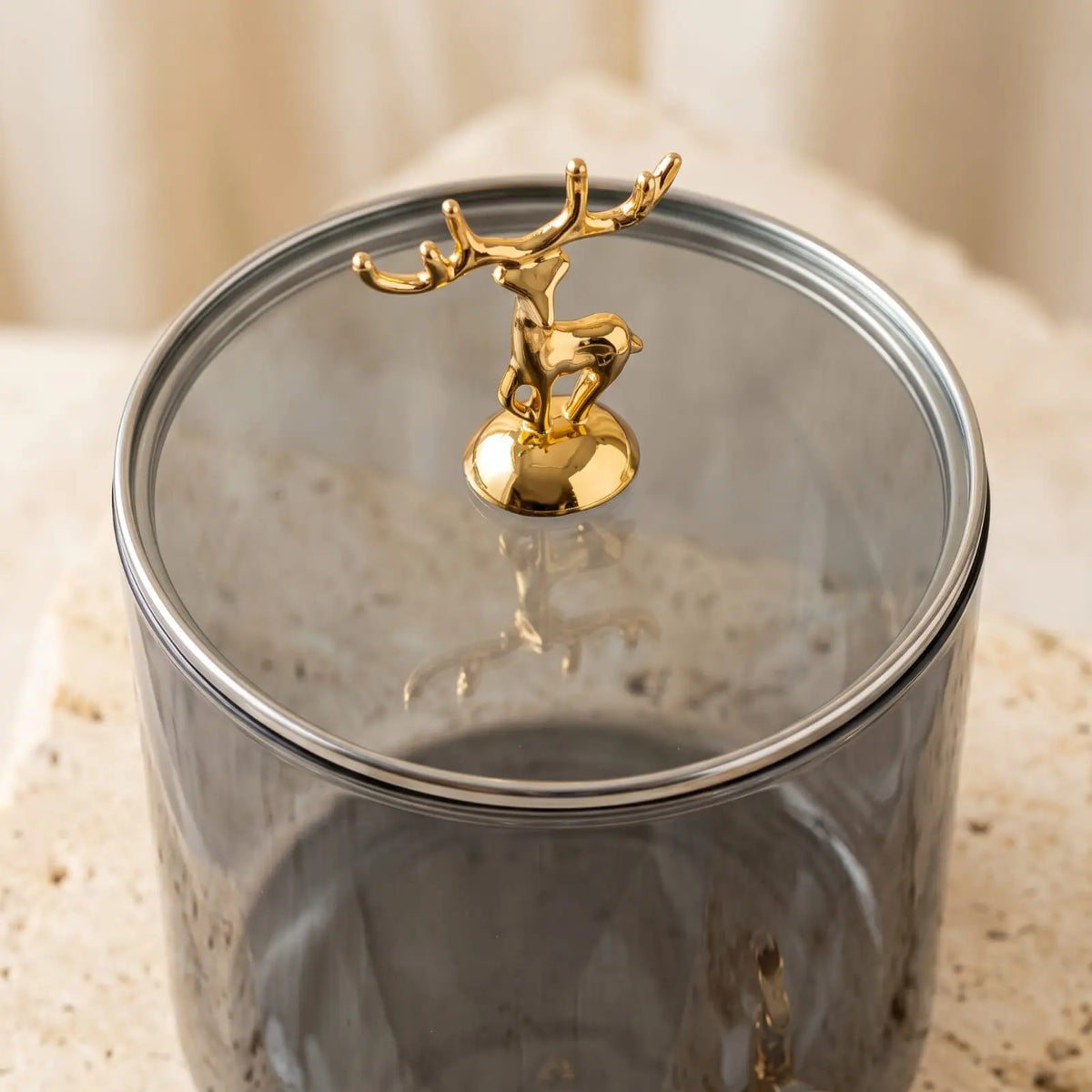 2.6L Smoke Tinted Borosilicate Glass Beverage Dispenser with Wooden Stand