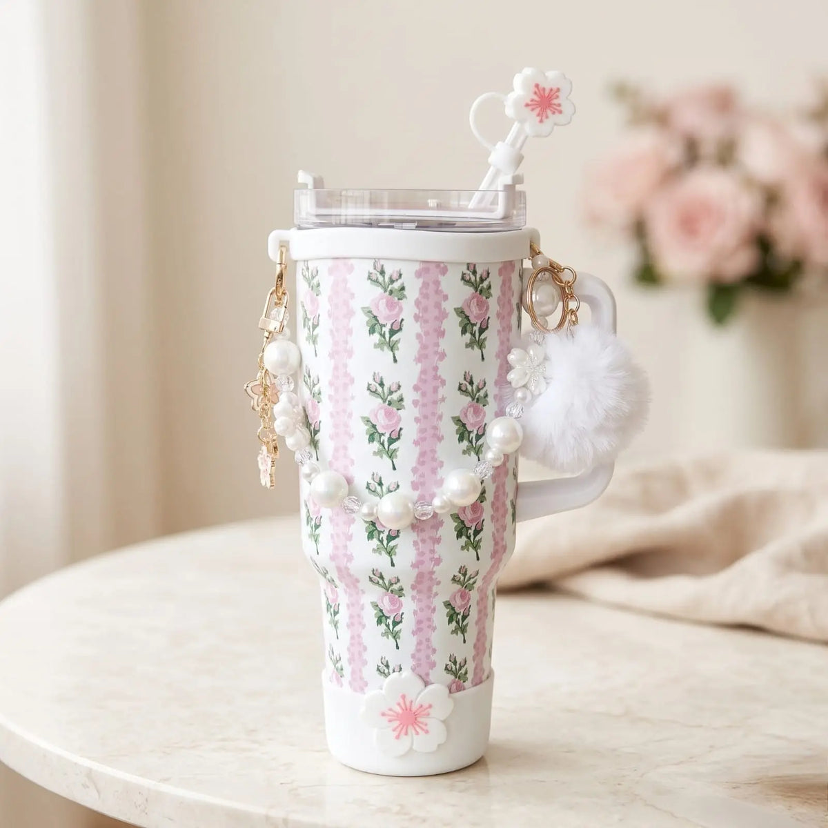 Petal Pop Stanley-Style 1200 ml Charm Tumbler with Accessories