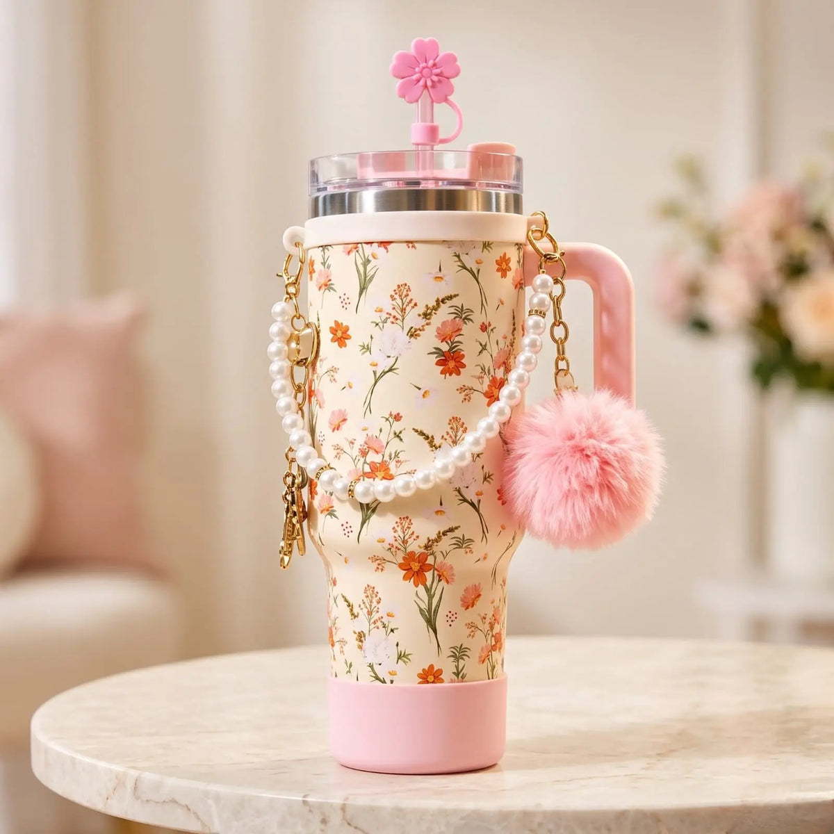 Petal Pop Stanley-Style 1200 ml Charm Tumbler with Accessories