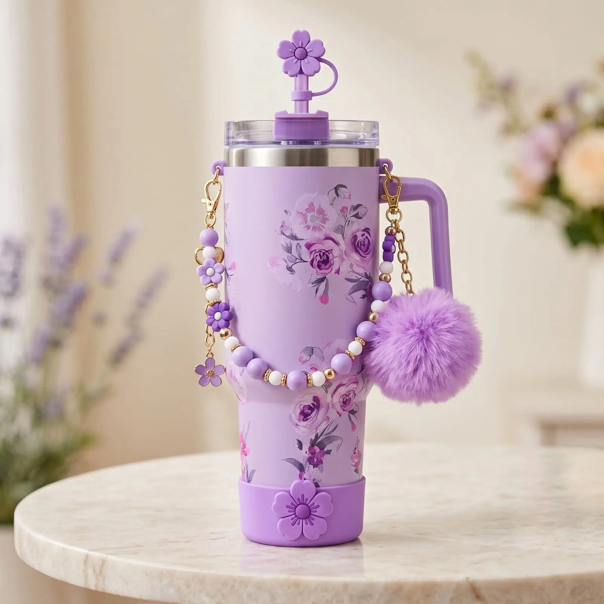 Petal Pop Stanley-Style 1200 ml Charm Tumbler with Accessories