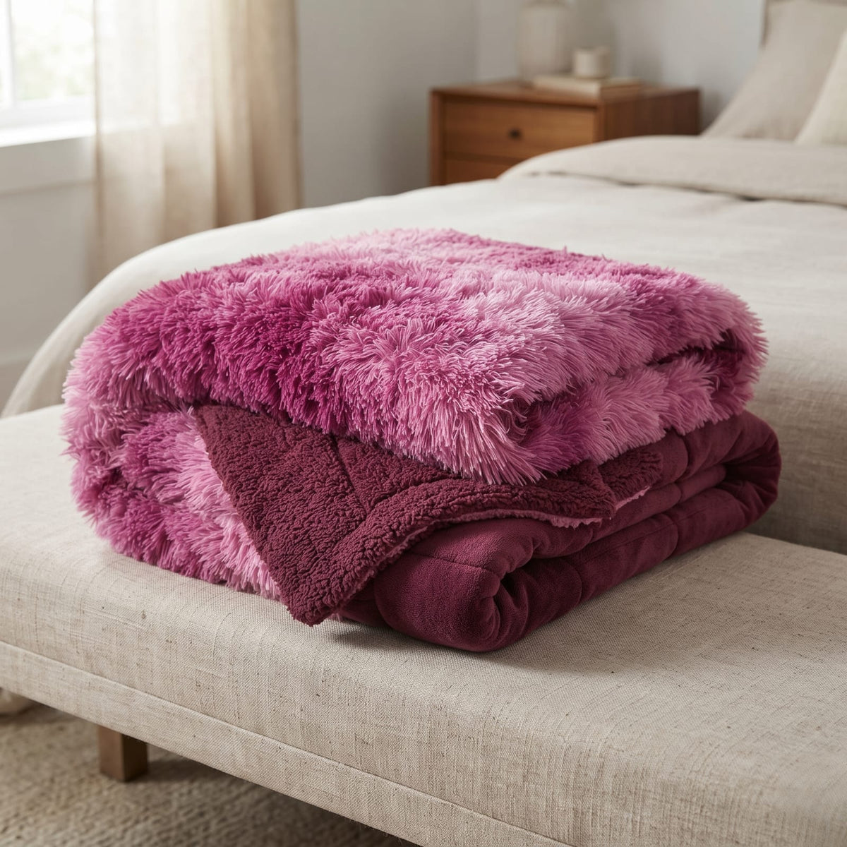 Long Fur Sherpa Winter Quilt – Plush Furry Bed Quilt