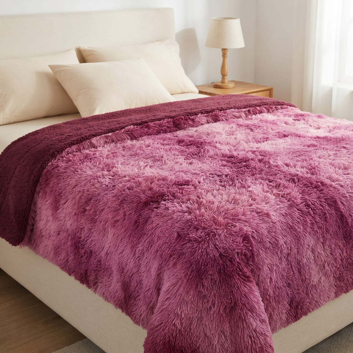 Long Fur Sherpa Winter Quilt – Plush Furry Bed Quilt