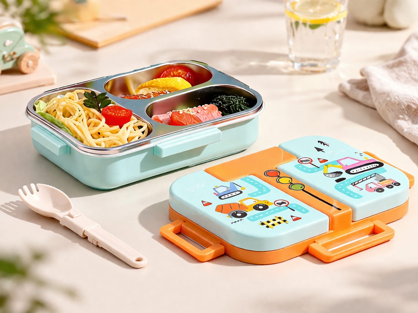 SpaceMate 3-Compartment Kids Bento Lunch Box