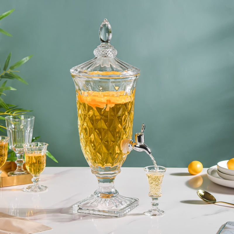 Vintage Cut-Glass Beverage Dispenser – 1.8L Crystal Diamond Tap (ADX5301-3)