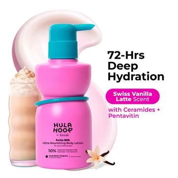 Foxtale Hula Hoop Swiss Milk Ultra Nourishing Body Lotion| 72+Hrs Long Hydration & Moisturization | 200 ml