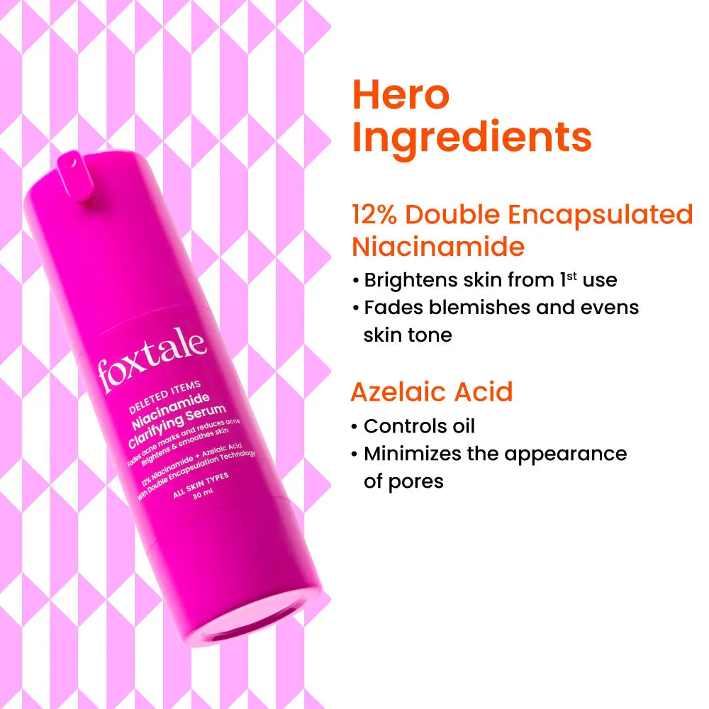 Foxtale 12% Niacinamide Serum with Azelaic Acid for Oil Control & Brightening-30 ml