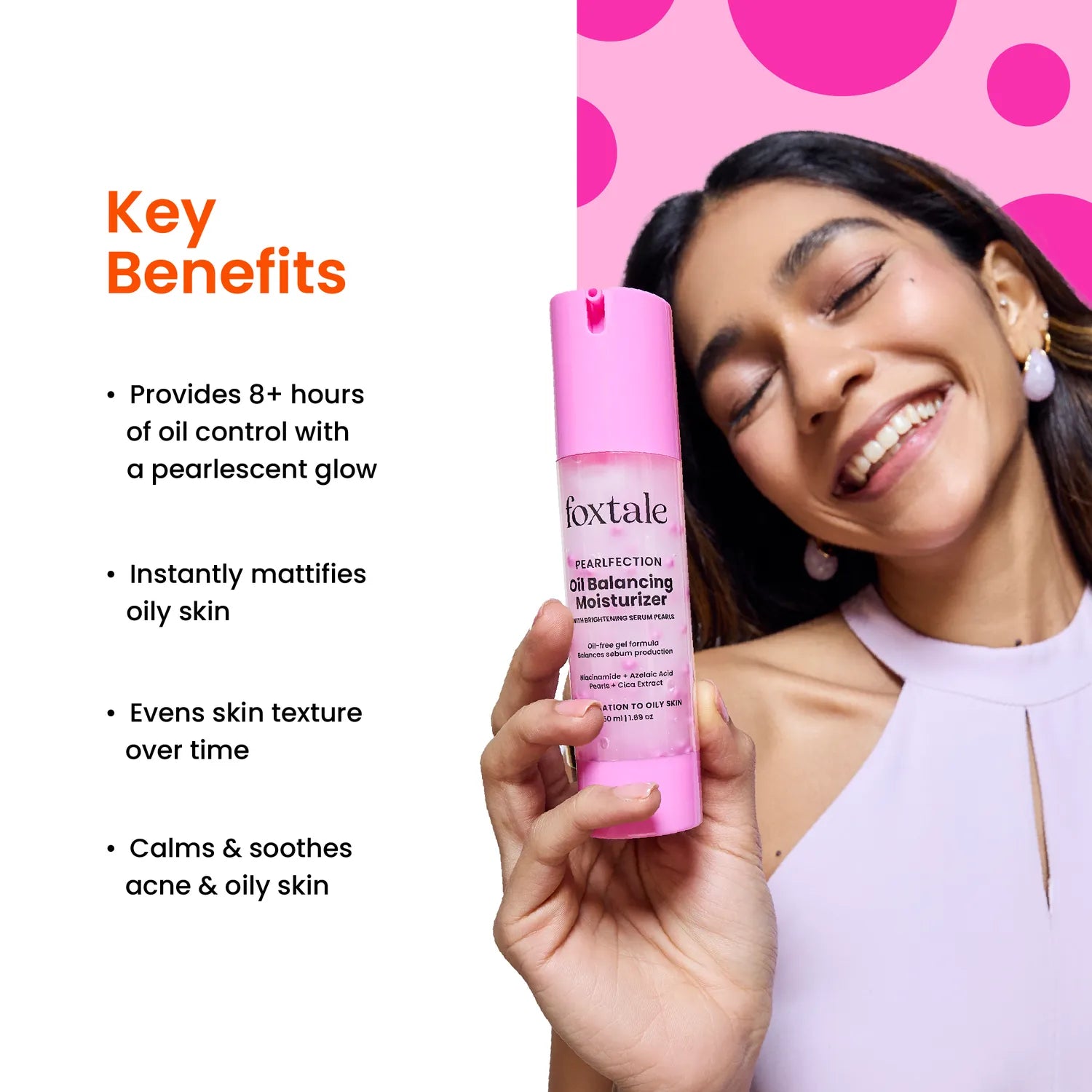 Foxtale Oil Balancing Moisturizer | Oil-Free, Lightweight, Brightens skin & gives 8+ Hours Hydration 50 ml