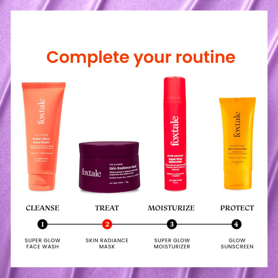 Foxtale De-Tan Skin Radiance Mask, With Lactic Acid, Brazilian Purple Clay & Kaolin Clay 75 gm