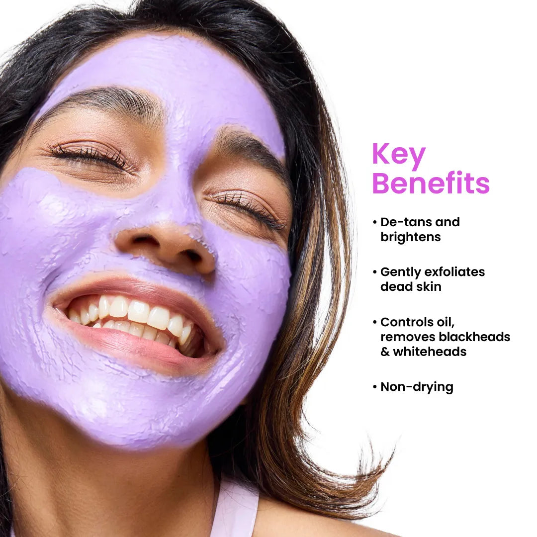 Foxtale De-Tan Skin Radiance Mask, With Lactic Acid, Brazilian Purple Clay & Kaolin Clay 75 gm