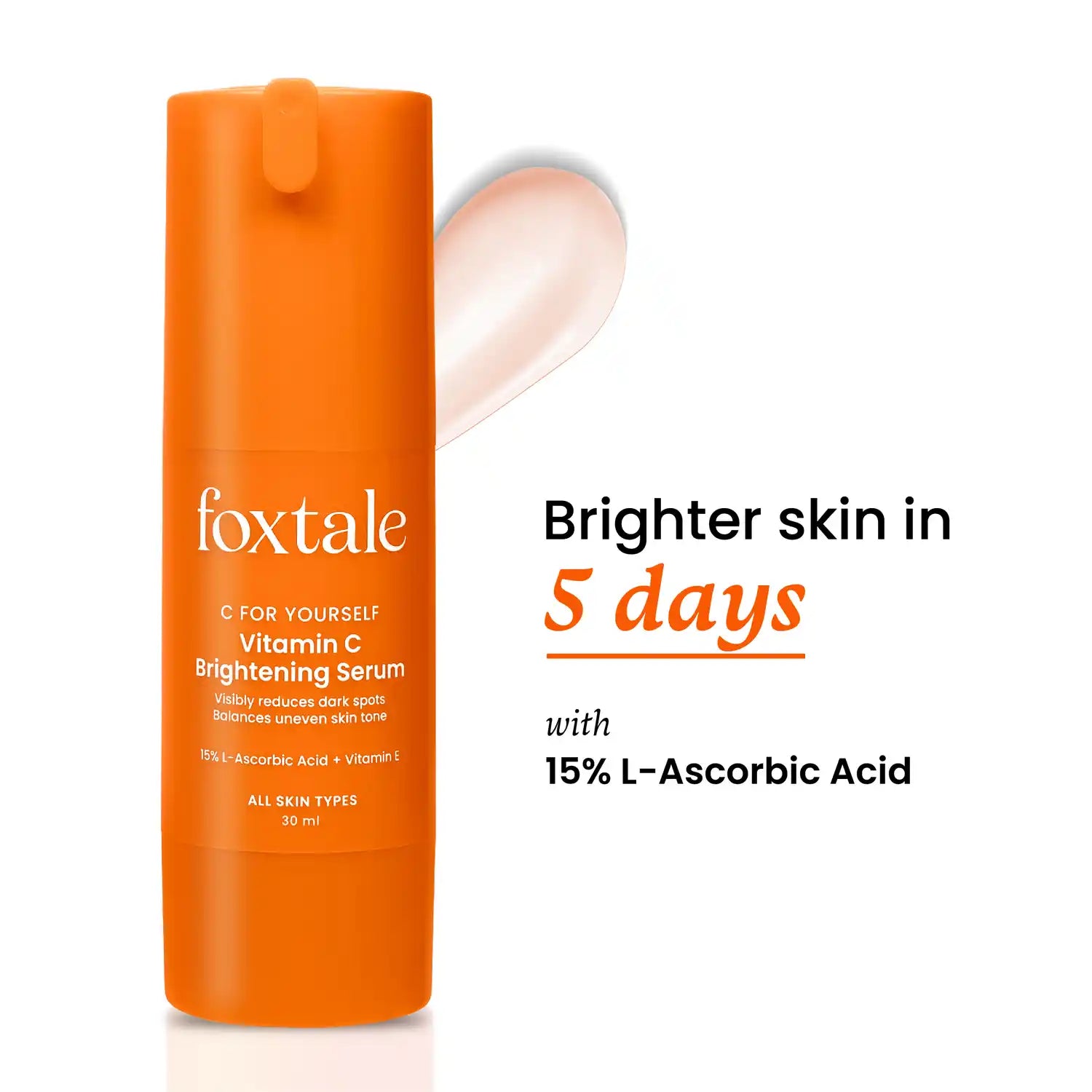 Foxtale Vitamin C Face Serum withA L-Ascorbic Acid and Vitamin EA Brightening Serum - 30 ml