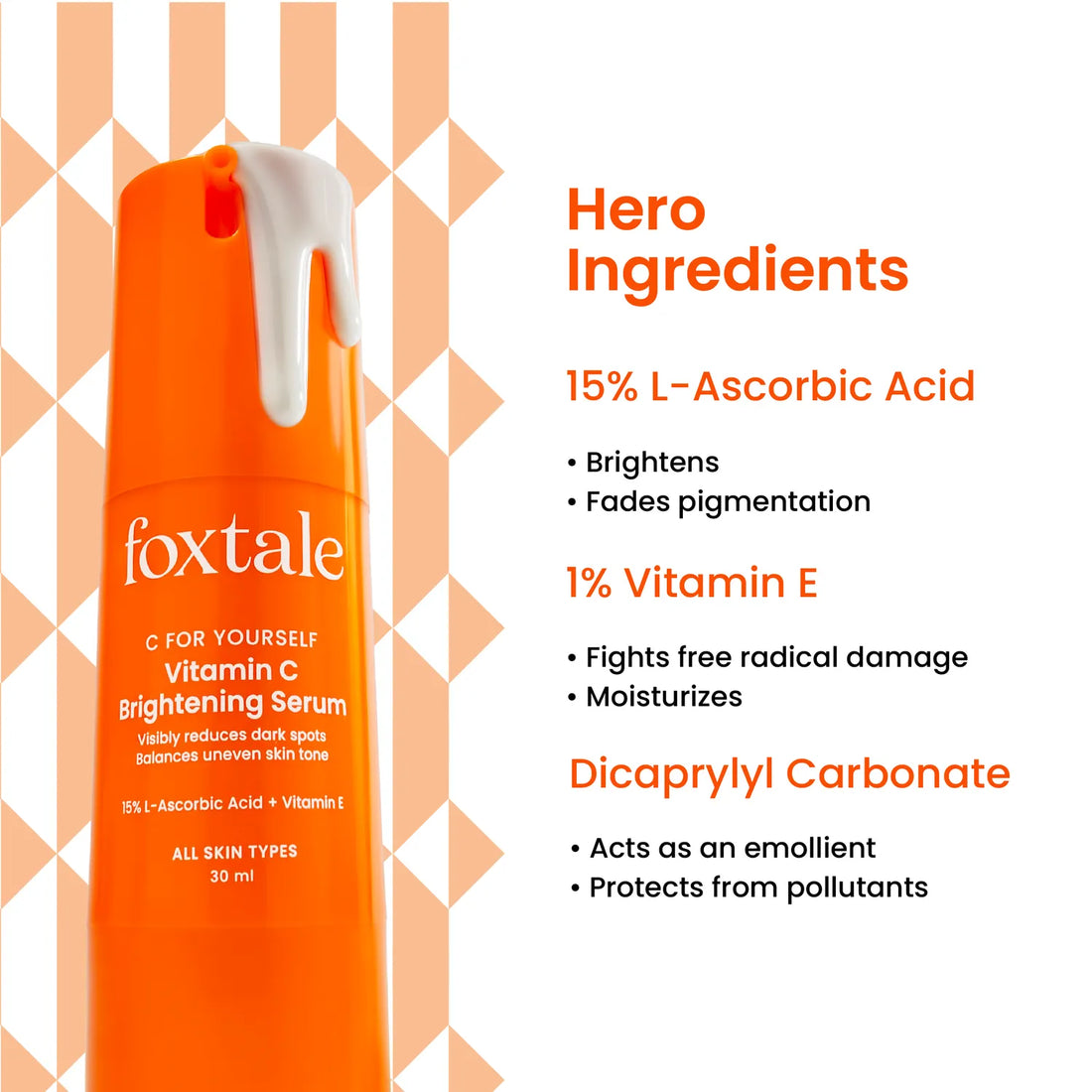 Foxtale Vitamin C Face Serum withA L-Ascorbic Acid and Vitamin EA Brightening Serum - 30 ml